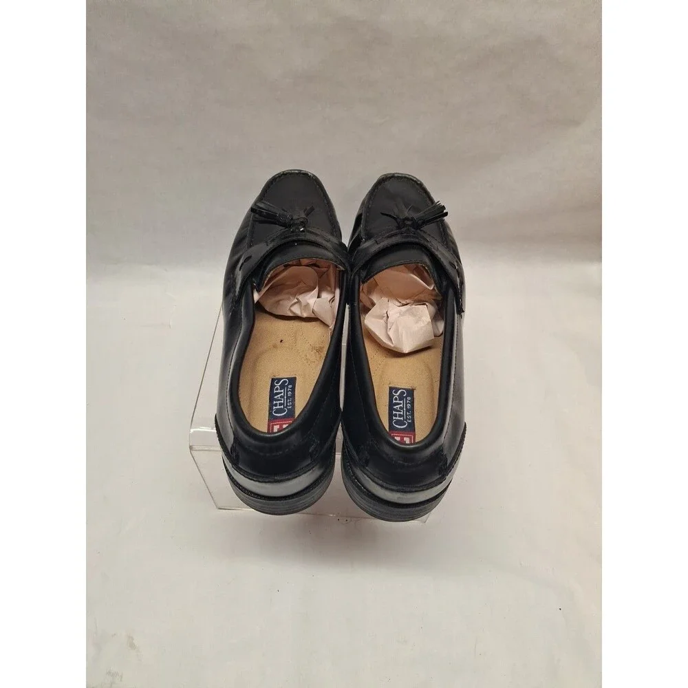 CHAPS Mens Loafer Dress Shoes Black 0968334 Leather Kiltie Tassel Slip On 12M